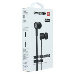 Slúchadlá Swissten Earbuds Rainbow YS-D2, čierna