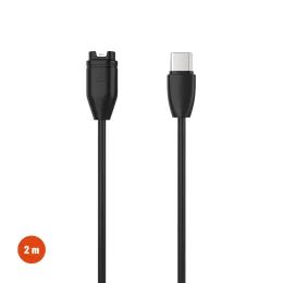 FIXED USB-C töltőkábel Garmin Forerunner / Fenix / Venu / Vívoactive / Instinct készülékekhez, 2m, fekete