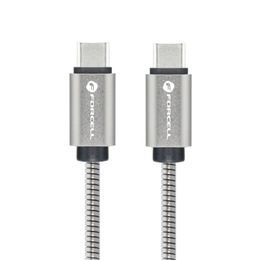 Cablu Forcell F-Energy USB-C - USB-C, QC4.0, PD, 3A, 66W, 2 m, argintiu