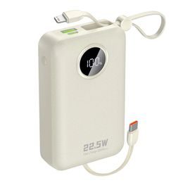 Dudao K14+ powerbanka ar iebūvētiem kabeļiem 20000mAh 22.5W – balta