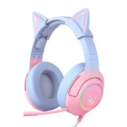Onikuma K9 RGB gaming headset, kék-rózsaszín