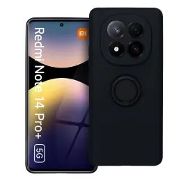 Silikónový kryt s prsteňom, Xiaomi Redmi Note 14 Pro Plus 5G, čierny