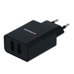 Swissten mrežni adapter smart IC 2x USB, 2.1A power, crna