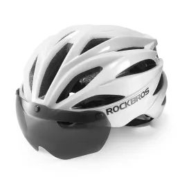 Rockbros Cyklistická přilba s kšiltem, universal, lesklá bílá