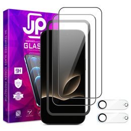 JP Full Pack zaštitnih kaljenih stakala, 2x 3D staklo s aplikatorom + 2x staklo za leću, iPhone Air