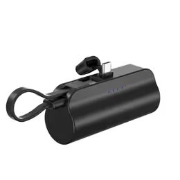 Powerbank PlugOn USB-C mit Lightning-Kabel, 5000 mAh, QC, schwarz