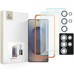 Tech-Protect Supreme készlet, 2 edzett üveg, applikátorral + lencse üveg, Samsung Galaxy S25 Ultra