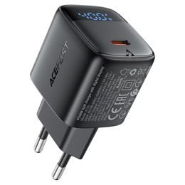 Acefast USB-C Ladegerät (A135) GaN Netzteil mit PD 45W und LED-Display - Schwarz