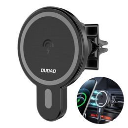 Dudao Suport magnetic pentru mașină cu încărcător Qi wireless 15W (compatibil cu MagSafe), negru (F13)