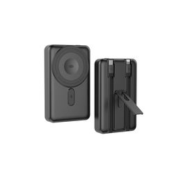 MagSafe power bank με φόρτιση Apple Watch, με βάση στήριξης και ενσωματωμένα καλώδια USB-C και Lightning, 5000 mAh, μαύρο