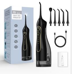 Ασύρματο οδοντικό ντους με σετ κεφαλών, 4 λειτουργίες, δεξαμενή 300 ml, USB-C, μαύρο