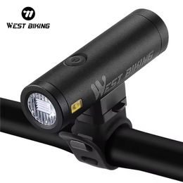 West Biking Fahrradlicht Vorne 500 Lumen - 2000 mAh Akku - IPX5 Wasserdicht - USB-C Aufladung - Schwarz