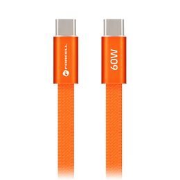 Cablu Forcell F-Energy USB-C - USB-C, QC4.0, PD, 3 A, 60 W, 1,2 m, portocaliu