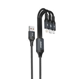 Dudao L3E 3v1 kabel MicroUSB + USB-C + Lightning, 60W 1,2 m, črn