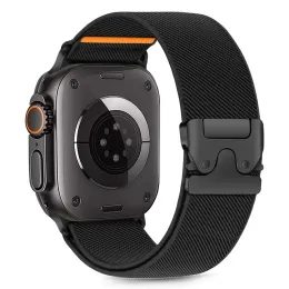 Tech-Protect Nylon Clasp pasek, Apple Watch 6 / 7 / 8 / 9 / 10 / SE / ULTRA 1 / 2 (44 / 45 / 46 / 49 mm), czarny