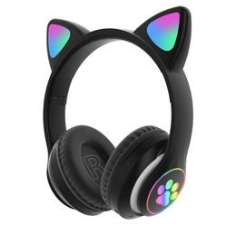Mačacie ušné Bluetooth slúchadlá s mikrofónom pre deti, čierne