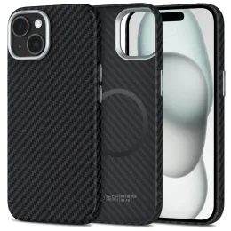 Tech-Protect Ion Carbon MagSafe, iPhone 15, čierno-strieborný