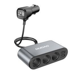 Dudao polnilec za avto 2x USB / 3x vžigalnik črn (R1Pro črn)