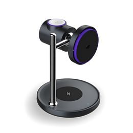 Lisen W120 Kabellose Ladestation 3-in-1 für Smartphone, Apple Watch & AirPods - Qi2.2 - 25W - Aktive Kühlung - Schwarz