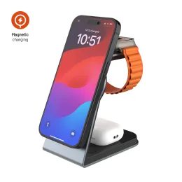 3 az 1-ben vezeték nélküli töltőállvány FIXED MagPowerstation Alu MagSafe támogatással, 15W+3.5W+2.5W, űrszürke