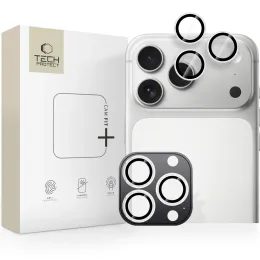 Tech-Protect Camring Fit+, zaštitno kaljeno staklo za kameru, iPhone 14 Pro / Max / 15 Pro / Max / 16 Pro / Max / 17 Pro / Max, srebrno