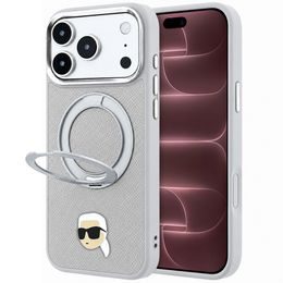 Karl Lagerfeld Leather Ring Stand 360 K Pin MagSafe ümbris iPhone 17 Pro Max / 18 Pro Max – hall