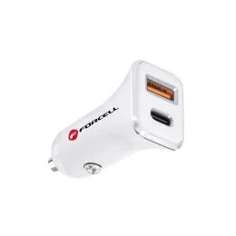 Forcell adaptér do auta, USB 3.0 + USB-C Quick Charging + Power Delivery PD20W, 4A, CC-QCPD01, bílý