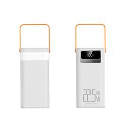 Powerbank 60 000 mAh, 22.5W PD, 4 USB + 2 kabla, LED luči, bela