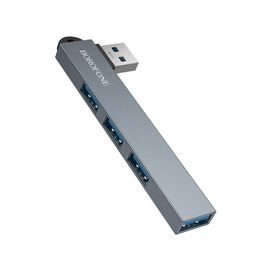 Borofone Hub 4-in-1 (FH1) - USB auf 3× USB 2.0 / USB 3.0 - Grau