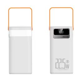 Powerbanka 80 000 mAh 120W PD + QC 4 USB + 2 kabeļi LED apgaismojums – balta