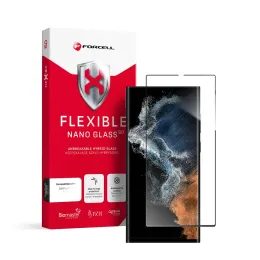 Forcell Flexible 5D Full Glue hibrid üveg, Samsung Galaxy S22 Ultra, fekete