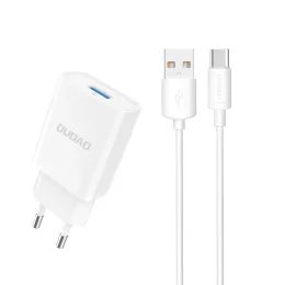 Dudao A4EU USB φορτιστής 2,1A + καλώδιο USB - USB-C, λευκό