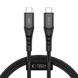 Tech-Protect UB11T UltraBoost USB-C Kabel - PD100W/QC3.0 - 1m Schnellladekabel mit Textilgeflecht - Schwarz