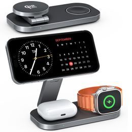 Ασύρματος Φορτιστής MagSafe 3σε1 Qi2.2 25W, αναδιπλούμενος, μαύρος