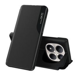 Eco Leather View Schutzhülle für Xiaomi Redmi Note 15 Pro 5G - Kunstleder Flip Case mit Standfunktion - Schwarz