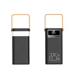 Powerbank 60 000 mAh, 22.5W PD, 4 USB + 2 kabla, LED luči, črna