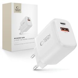 Tech-Protect NCA65W-GAN Caricatore 2 porte PD 65 W / QC 3.0, bianco