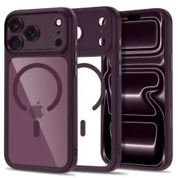 iPhone 17 Pro Max / 18 Pro Max dėklas – Tech-Protect MagPeak MagSafe CC – vyno raudona / skaidri