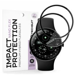 Google Pixel Watch 4 45mm apsauginė plėvelė – Techsuit Nano Flex PMMA – juoda, 2 vnt.