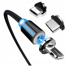 JP Kabel 3-v-1 z magnetnim USB - USB-C / Lightning, Micro-USB, 1 m, črn