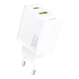 Dudao A27TEU polnilnik USB-A + USB-C, PD 30W GaN, bela