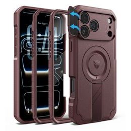 Dexnor MagSafe Case für iPhone 17 Pro Max / 18 Pro Max - 360° Kickstand mit Kameraschutz - Weinrot