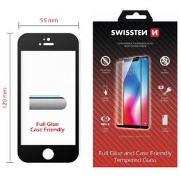 Swissten Full Glue, Color frame, Case friendly, Zaštitno kaljeno staklo, Apple iPhone 5 / SE, crna