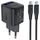 Acefast oplader A115 med digitalt display, GaN, PD 30W, USB-C + USB-C kabel, 1,2 m, sort