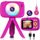 Digitálny detský fotoaparát s funkciou videokamery, so statívom, 1080P HD, režim selfie, ružová