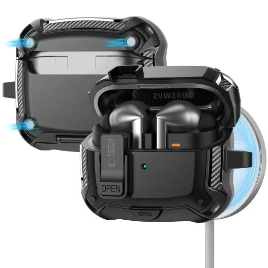 Custodia Tech-Protect Carbonox MagSafe, Samsung Galaxy Buds 3 / 3 FE / 3 Pro, nera