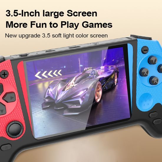 Q21 Φορητή κονσόλα παιχνιδιών με οθόνη 3,5" HD, 500 παιχνίδια και χειριστήρια για 2 παίκτες, κόκκινο-μπλε