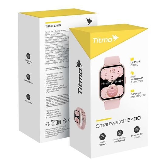 Titmo E-100 Έξυπνο ρολόι, ροζ