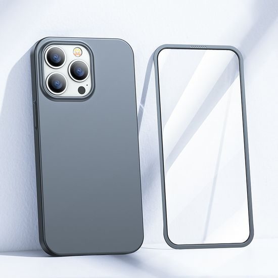 Joyroom 360 Full Case tok + Edzett üveg, iPhone 13 Pro MAX, szürke