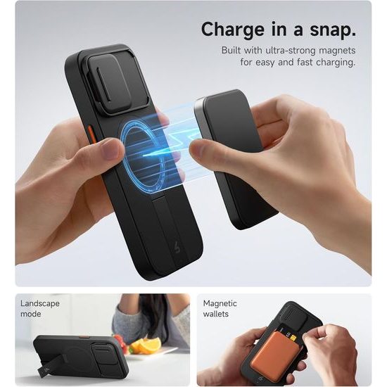 Suritch MagSafe Kickstand Camprotector θήκη iPhone 15 Pro, μαύρη